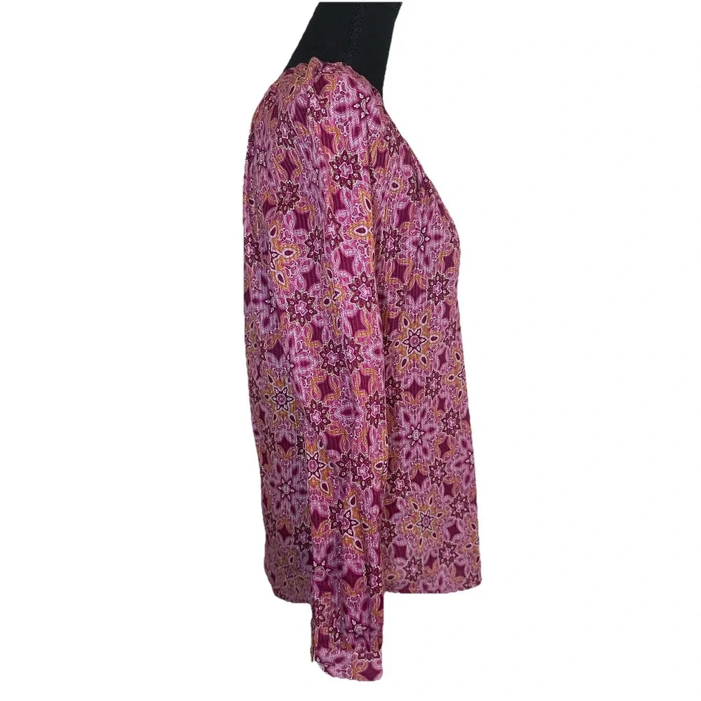 Robert Graham Women's SMALL Pink‎ Purple Beaded Embroidered Paisley Boho Blouse